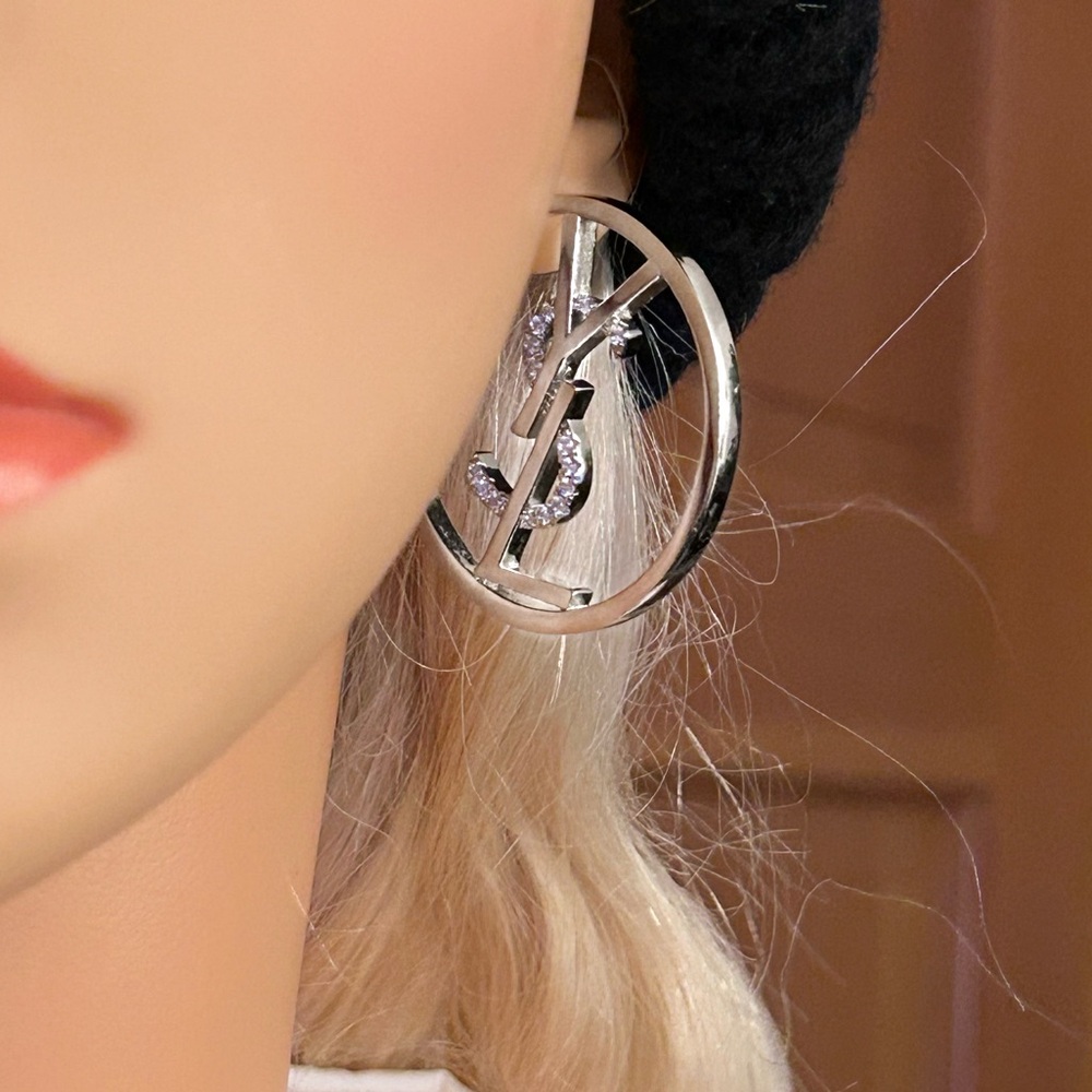 Authentic YSL Monogram Hoop Earring Set - Picture 10 of 12